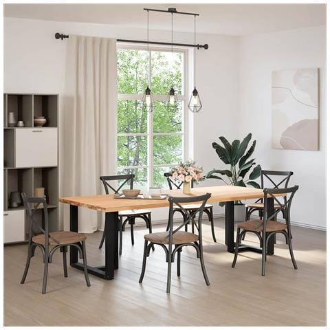 Gambe Tavolo Pranzo A Forma T 2pz Nero 80x35x(72-73) Cm Acciaio - Foto 2