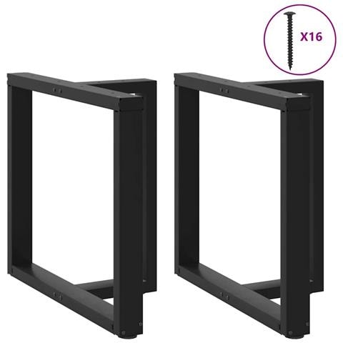 Gambe Tavolo Pranzo A Forma T 2pz Nero 80x35x(72-73) Cm Acciaio - Foto 3