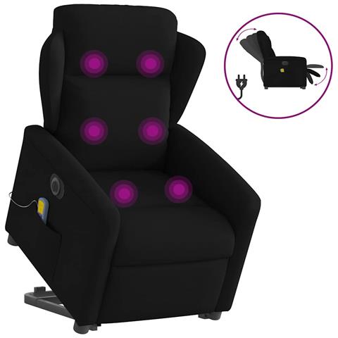 Poltrona Alzapersona Massaggiante Elettrica Nera In Tessuto - Foto 1