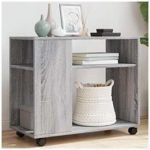 Tavolino Con Ruote Grigio Sonoma 70x35x60 Cm In Truciolato - Foto 1