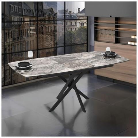 EFFEZETA Tavolo Allungabile Filis Con Piano Effetto Marmo