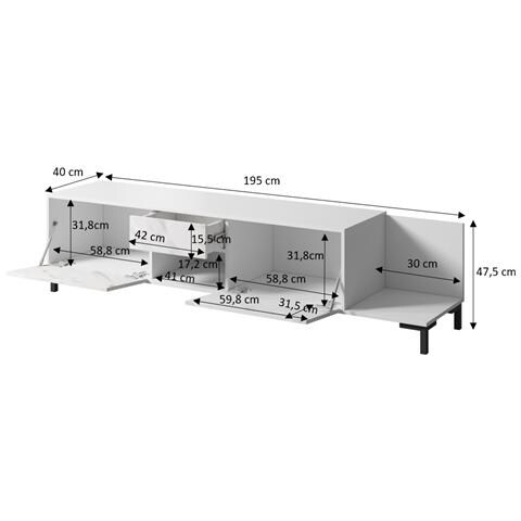 MARMO RTV BI supporto TV e sistema audio 1 cassetto /cassetti 1 ripiani - Foto 4
