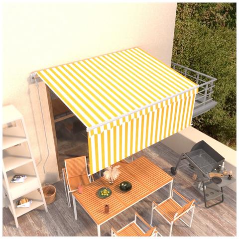 Tenda Retrattile Automatica Con Parasole 3,5x2,5m Gialla Bianca - Foto 8