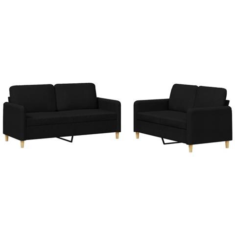 Set Di Divani 2 Pz Con Cuscini Nero In Tessuto - Foto 1