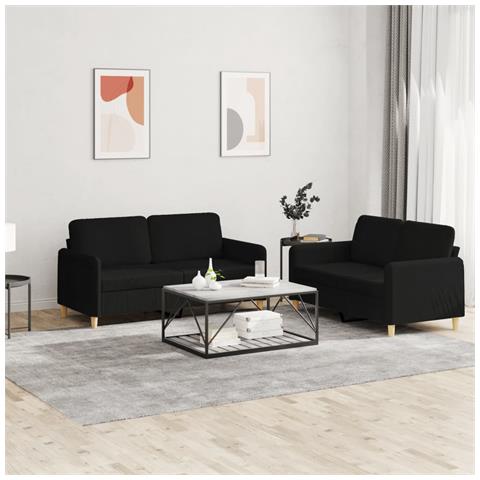 Set Di Divani 2 Pz Con Cuscini Nero In Tessuto - Foto 7