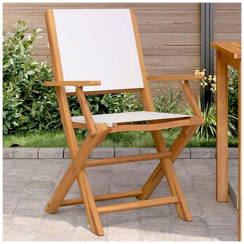 Lusso Casadino -  Sedie Giardino 2pz Bianco Crema Legno Massello Acacia E Tessuto - Foto 8