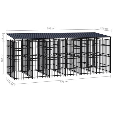 Gabbia Per Cani Da Esterno Con Tetto In Acciaio 11,06 M² - Foto 8