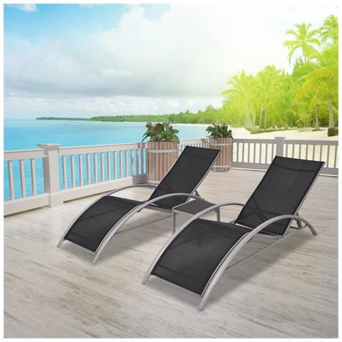 Lusso Casadino -  Lettini Prendisole Con Tavolino In Alluminio Nero - Foto 8