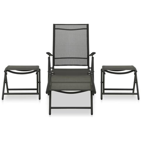 Lusso Casadino - Set Divani Da Giardino 3 Pz In Textilene E Alluminio Nero - Foto 1