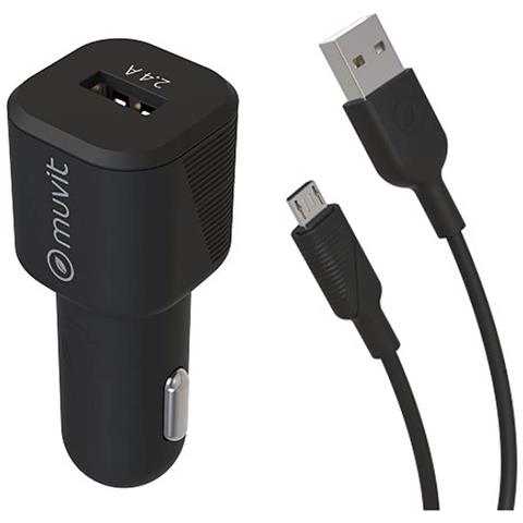 Caricatore Da Auto Usb 12w 2,4a E Cavo Da Micro-usb A Usb 1,2m, Nero - Foto 1
