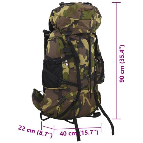 Zaino da Trekking Verde Mimetico 100 L in Tessuto Oxford - Foto 8