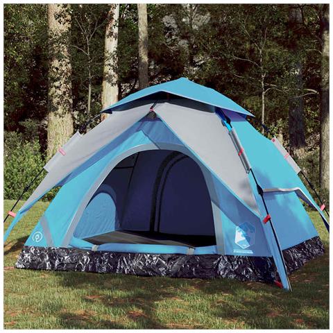 Tenda a Cupola da Campeggio 4 Persone Blu a Rilascio Rapido - Foto 1