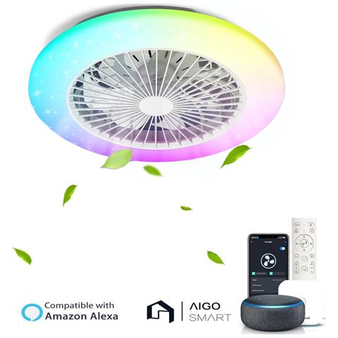 Ventilatore Da Soffitto Smart Luce Led Rgb Regolabile Dimmerabile Alexa - Foto 1