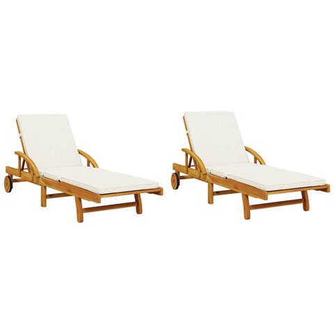 Lettini 2 pz con Cuscini 200x68x83 cm Legno Massello di Acacia - Foto 1