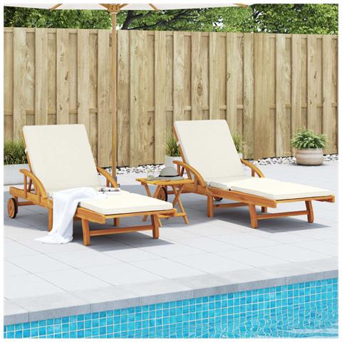 Lettini 2 pz con Cuscini 200x68x83 cm Legno Massello di Acacia - Foto 2