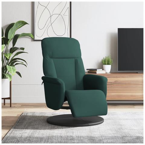 Poltrona Reclinabile con Poggiapiedi Verde Scuro in Velluto - Foto 2