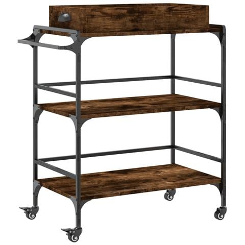 Carrello da Cucina Rovere Fumo 81,5x41x92,5cm Legno Multistrato - Foto 1