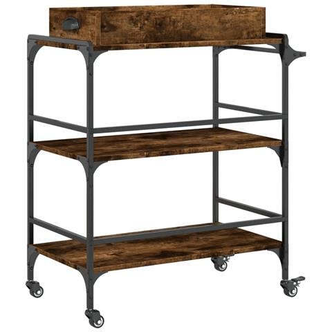 Carrello da Cucina Rovere Fumo 81,5x41x92,5cm Legno Multistrato - Foto 9