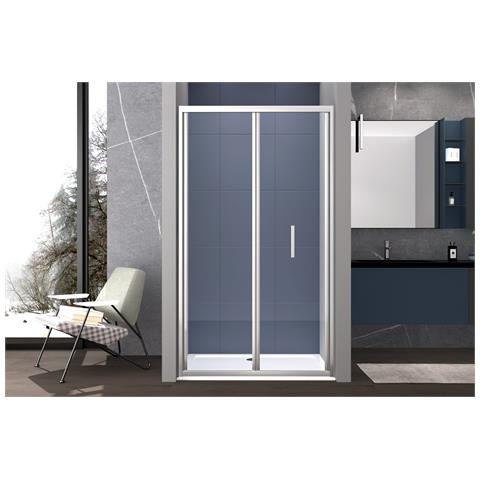 Box Doccia 120 Cm A Soffietto Apertura Laterale A Libro H195 Cm Chiara Cromato - Foto 1