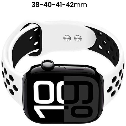 Bracciale Per Apple Watch 38 / 42mm Duo Sport Ultra Leggero Resistente, Noir / Blanc - Foto 2