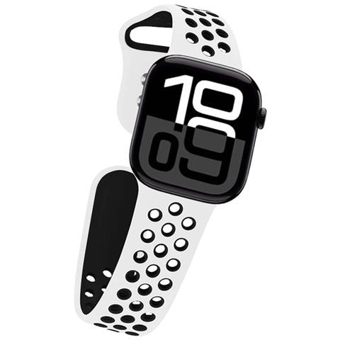 Bracciale Per Apple Watch 38 / 42mm Duo Sport Ultra Leggero Resistente, Noir / Blanc - Foto 5