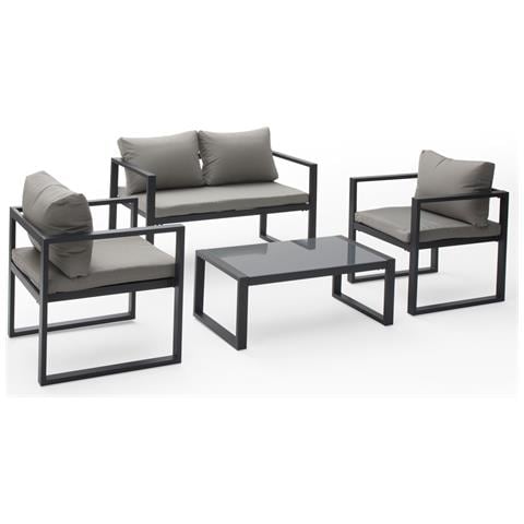 Set Di Mobili Da Giardino Ibiza In Tessuto Grigio 4 Posti - Alluminio Antracite - Foto 1