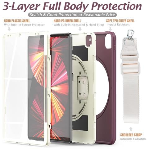 Custodia Per Ipad Pro 11/air 5/4 Con Supporto E Tracolla Bordeaux - Foto 4