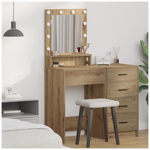Tavolo da Trucco con Luci LED Rovere Artisan 50x41x135 cm - Foto 2
