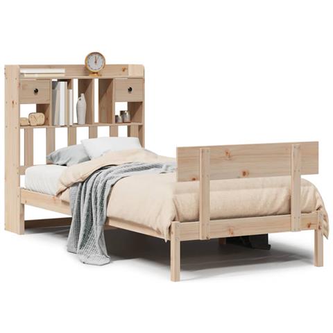 Letto Libreria senza Materasso 90x200 cm Legno Massello Pino - Foto 1