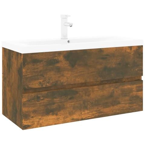 Mobile Bagno con Lavabo Integrato Rovere Fumo Legno Multistrato - Foto 1