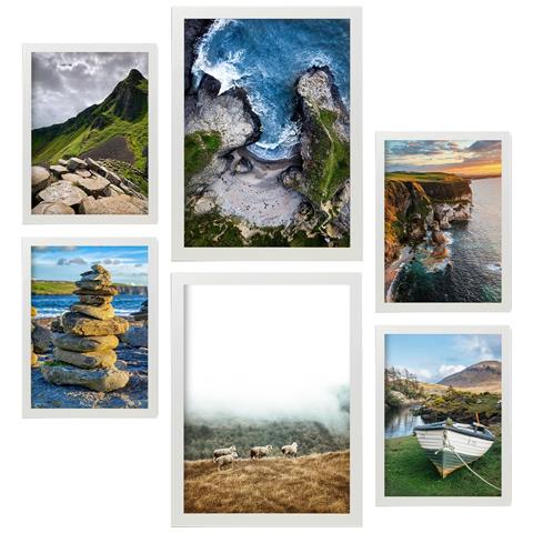 Set Di 6 Stampe Irlanda Nella Fotografia Dipinti Decorativi Estetici Per Il Tuo Soggiorno, Camera Da Letto, Casa A3 & A4 Cornice Bianca - Foto 1