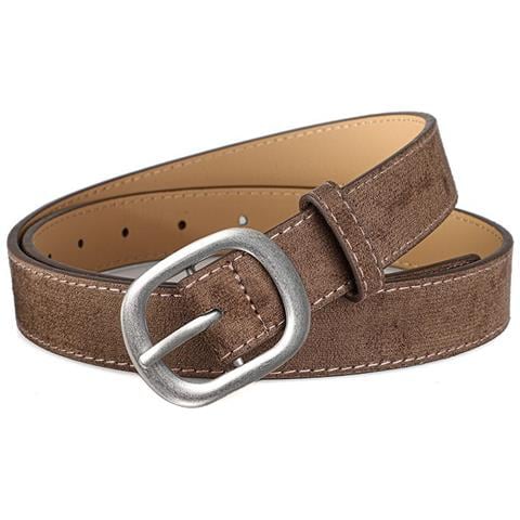 Cintura Da Donna In Pelle Scamosciata, Semplice E Versatile, Con Fibbia In Lega Coffee - Foto 1
