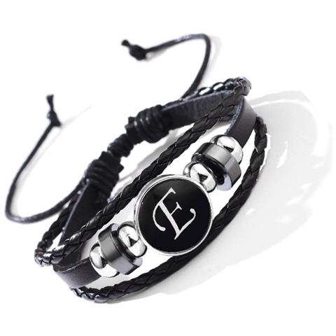 Bracciale Lettera E - Elegante Cinturino In Pelle Con Ematite E Perle Di Vetro - Foto 3