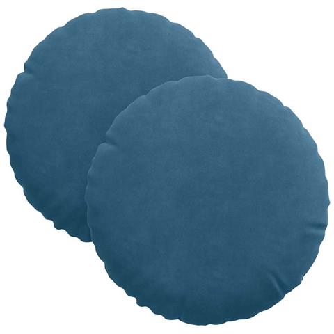 Cuscini per Seduta 2 pcs Blu Ø 40 x 13 cm Velluto - Foto 1