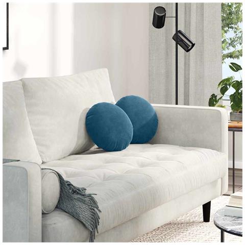 Cuscini per Seduta 2 pcs Blu Ø 40 x 13 cm Velluto - Foto 2