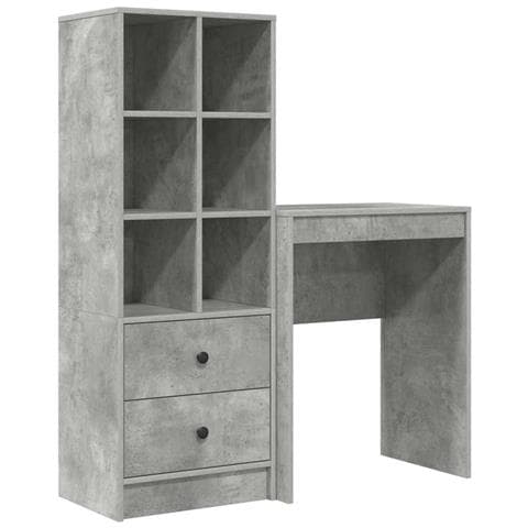 Scrivania con Spazio di Archiviazione 2 pcs Grigio cemento - Foto 1