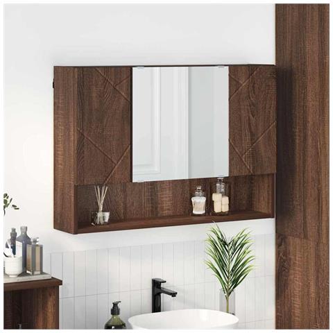 Mobiletto per specchio da bagno Rovere marrone 80 x 17 x 55 cm - Foto 2