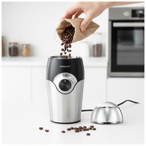 Macinacaffè Elettrico Da 150 W, Capacità 50 G, Nero / Argento - Foto 5