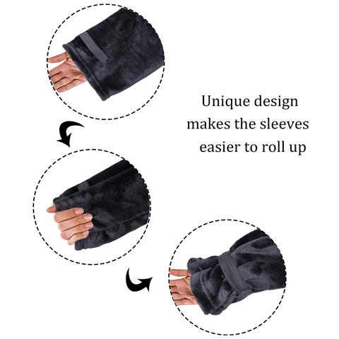 Coperta Indossabile Oversize Con Maniche E Tasca, Chiusura Regolabile A Strappo 150x180cm Black - Foto 2