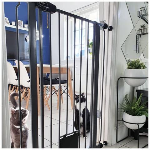 Bettacare Cancelletto Per Animali Con Gattaiola Bloccabile, 75cm - 84cm, Nero, Altezza Di 104cm - Foto 4