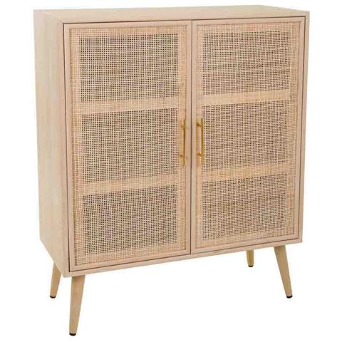 Credenza In Mdf E Rete, Marrone, 80x37x101 Cm - Foto 1