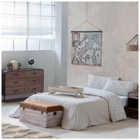 Baule In Legno E Sgabello In Similpelle Marrone 80x40x38h - Foto 2