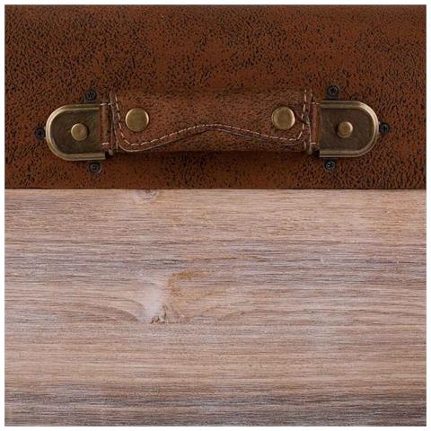 Baule In Legno E Sgabello In Similpelle Marrone 80x40x38h - Foto 8