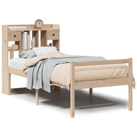 Letto Libreria senza Materasso 90x190 cm Legno Massello Pino - Foto 1