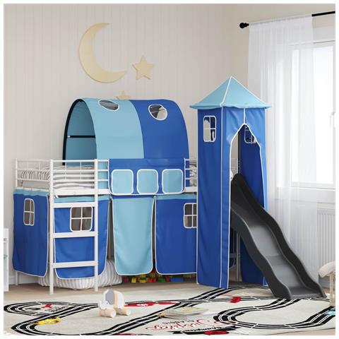 Struttura del letto loft per bambini Bianco e Blu 74,5 x 190 cm - Foto 2