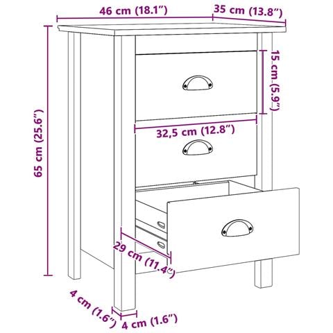 Armadio da Notte con cassetto Marrone miele 46 x 35 x 65 cm - Foto 9