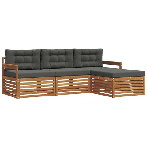 Set di divani da esterno con cuscino 4 pcs Naturale e Antracite - Foto 1