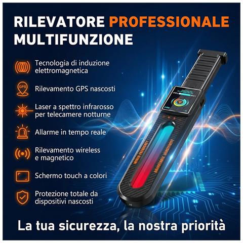 Rilevatore Scanner Professionale Di Microspie E Telecamere 50mhz-8ghz - Rileva Gps, Microfoni, Microcamere Wireless - Bonifica Totale - Schermo Touch - Portatile Auto Ufficio Viaggi Guardian 999 - Foto 4