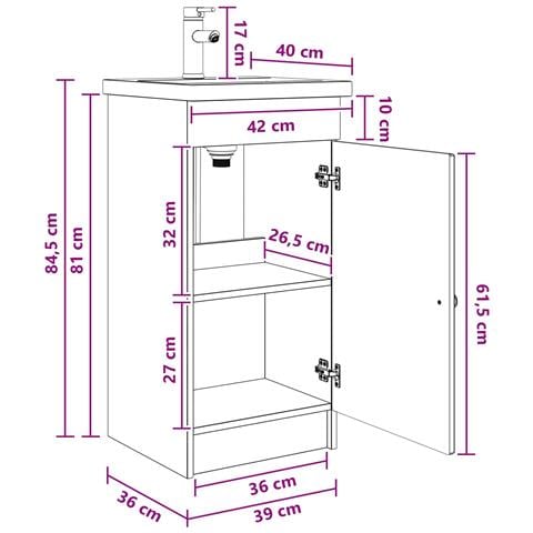 Mobile da bagno con lavabo Nero 42 x 40 x 84,5 cm - Foto 8