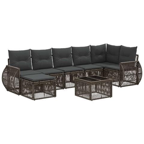 Set Divano da Giardino 8 pcs Grigio e Grigio Scuro polyrattan - Foto 1